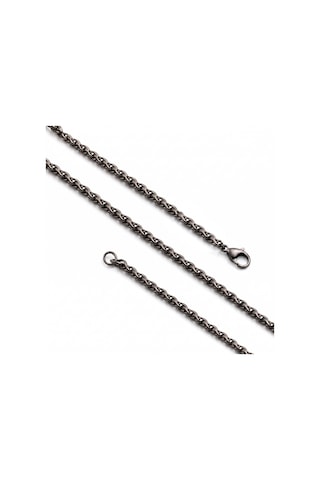 Premium Parlak Ve Şık Hasır Örgü Erkek 316l Çelik Kolye 2mm 55cm 3183eck041 - Siyah Renk