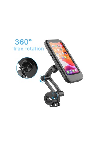 Padalink Bisiklet Ve Motosiklet İçin Yağmur Geçirmez Ayarlanabilir Telefon Tutucu - Büyük Boy, Kolay Kurulum Siyah