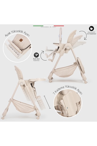 Elele Cibo 2in1 Katlanabilir Bebek Mama Sandalyesi Çift Pedli 0+ Ay Yeşil