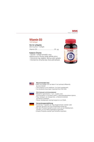 Mnk Vitamin D3 120 Softgel Hap Kutusu