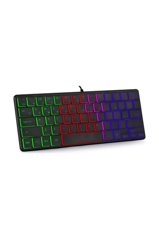 Taşınabilir Kablolu 64 Tuşlu Klavye Kompakt Film Tuş Takımı Hafif Arkadan Aydınlatmalı Klavye Bir Aydınlatma Modu Tak Ve Çalıştır, Siyah