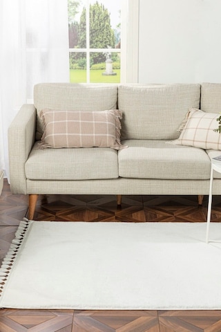 Saraz Halı Comfort Puffy Peluş Halı Beyaz