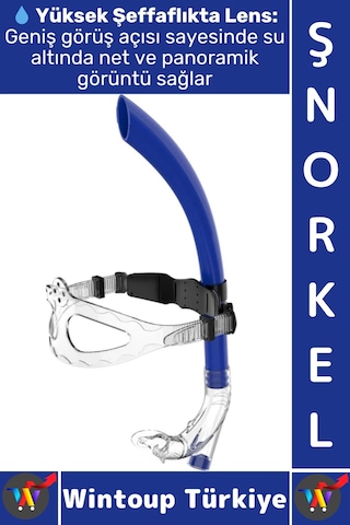 Şnorkel Konforlu Yüksek Şeffaf Görüş Havuz Deniz Yüzme Eğitim Ayarlanabilir Önden Dalış Şnorkeli Çok Renkli