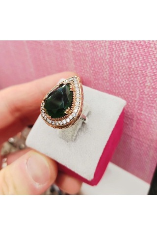 Oriental Kuyumculuk Jewellery Otantik Hürrem Gümüş Yüzük Zümrüt Taşlı Yeşil