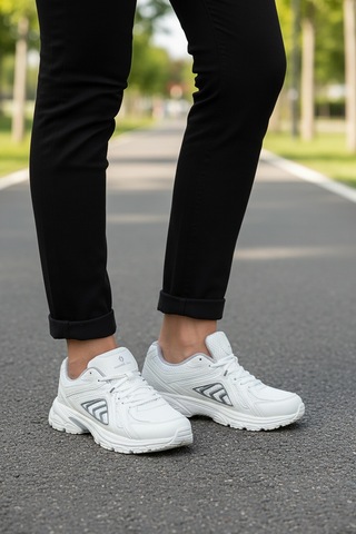 Hammer Jack Beyaz Hafızalı Taban Hafif Esnek Fileli Unisex Spor Ayakkabı Dipper G Beyaz