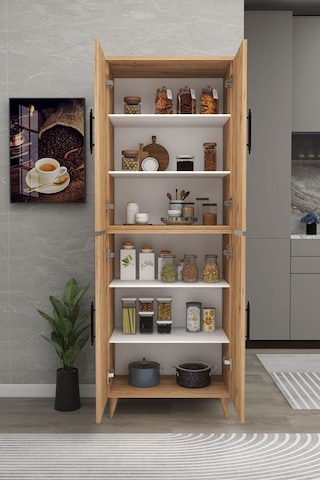 6 Raflı 4 Kapaklı Çok Amaçlı Dolap Beyaz - Atlantik Çam Çok Renkli