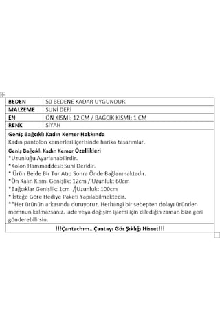 Çantachım Kadın Geniş ve Bağcıklı Kemer