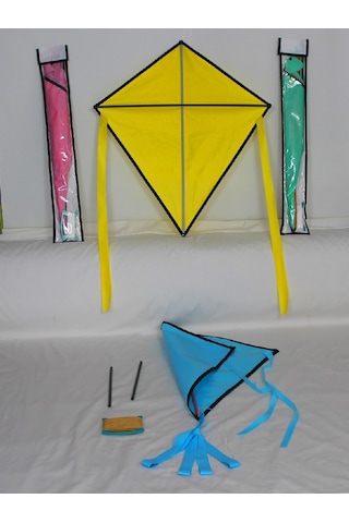 Kumaş Çerçeveli Elmas Uçurtma - Düz Renk(Mavi)