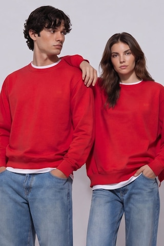 Sabri Özel Unisex Kırmızı Normal Kesim Regular Fit %100 Pamuk Bisiklet Yaka Sweatshirt