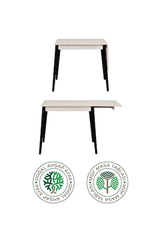 Vilinze Avanos Mdf Katlanır Traverten Ahşap Mutfak Masası - 70x80 Cm