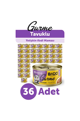 Bado Gurme Yaş Yetişkin Kedi Maması Tavuklu 85 Gr 36 Adet