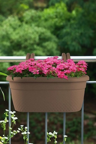 Omnipazar Krs-350 Dekoratif Plastik İnci Askılı Balkon Saksı 6.2 Litre Bej