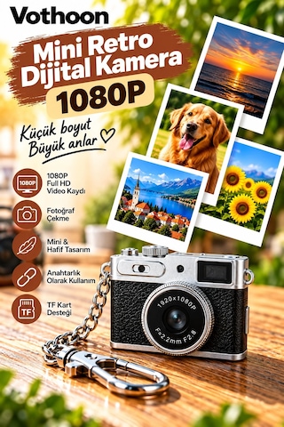 Mini Retro Dijital Kamera 1080p Full Hd Fotoğraf & Video Çekimi Lcd Ekran Mini Kamera Tf Kart Destek