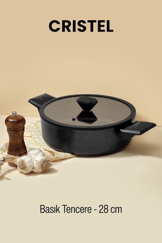 Gigilli Cristel 28 Cm Basık Tencere Siyah Siyah