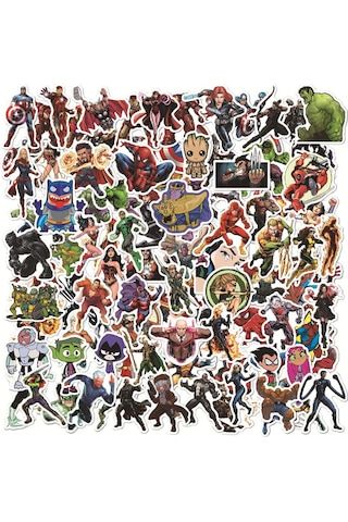 Araba Telefonu Dekorasyonu İçin 104 Adet Süper Kahraman Çizgi Film Su Geçirmez Çıkartma Çok Renkli