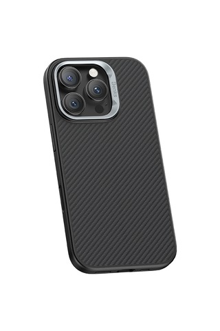 Apple Uyumlu iPhone 16 Pro Max Kılıf Karbon Fiber M-safe Kamera Kontrol Butonlu Benks Hybrid Armorpro 600d Kevlar Siyah
