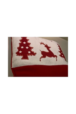 Işık Kasabası 65 Geyikli Noel Yastığı Yılbaşı Yastığı Kırmızı 15 X 25