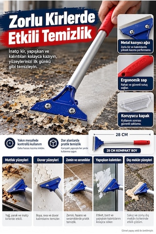 Yüzey Kazıyıcı Metal Bıçaklı Alüminyum Gövdeli Koruyucu Kapaklı Temizlik Aparatı 28 Cm