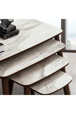 Vovvahome Luci 4lü Mdf Ahşap Zigon Sehpa Ve Orta Sehpa - Beyaz