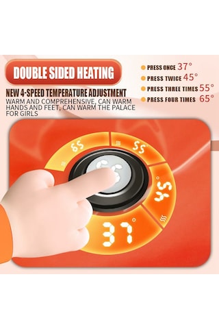 Akıllı Sıcaklık Kontrollü Grafen Isıtmalı El Isıtıcı, 4 Ayarlanabilir Seviye Ce Sertifikalı - Siyah