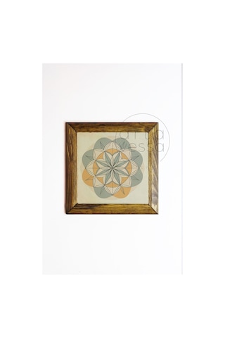 Artavessa Masif Ahşap Çerçeveli Taş Tablo Pano 26 x 26 cm - Yaşam Çiçeği 2