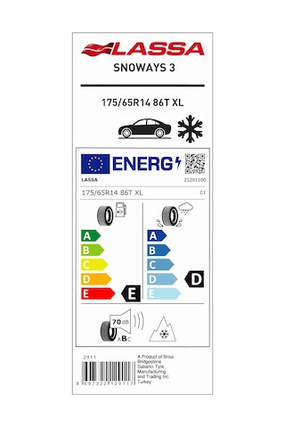Lassa 175/65R14 86T Xl Snoways 3 Kış Lastiği 2022