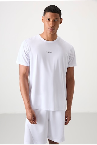 Tommy Life Beyaz Polyester Nefes Alan Dokulu İnce Esnek Standart Fit Erkek Performans T-shirt - 88384 Beyaz