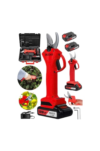 Steiner 128 Vf 10 Ah Çift Akülü Bağ Makası Dal Budama Makası Krmz