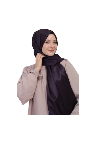 Çift Taraflı Düz Jakar Şal Parlak & Mat Dokulu, Özel Gün Şalı, Düz Renk MÜRDÜM