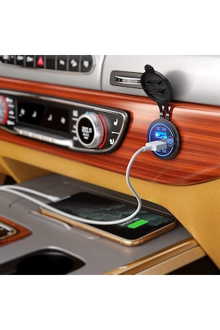 Hızlı Şarj 3.0 Çift Usb Araç Şarj Cihazı 12v 36w Usb Hızlı Şarj Cihazı Anahtarlı Tekne Motosiklet Kamyon Golf Arabası İçin Yeşil