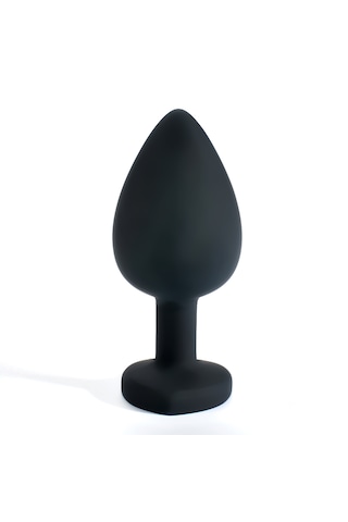 X-sense Kalpli Siyah Silikon Parlak Beyaz Taşlı Anal Plug