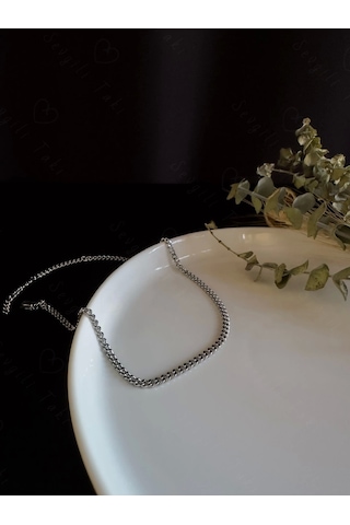 İnce Gurmet Model Choker Çelik Zincir Kolye-choker Serisi Gümüş