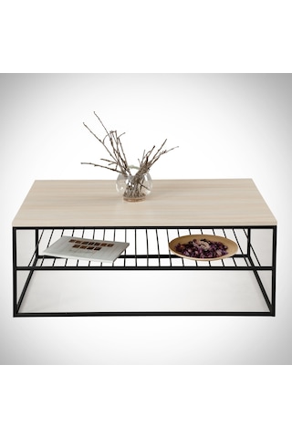 Etna Orta Sehpa Metal & Orta Masa Açık Meşe / Metal Ayaklı Sehpa
