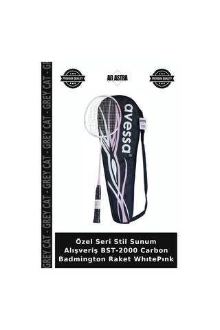 Özel Seri Stil Sunum Alışveriş Bst-2000 Carbon Badmington Raket Whıtepınk