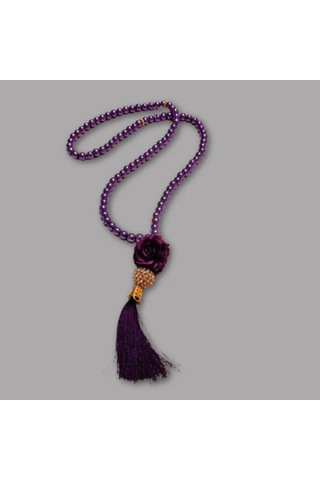 Uretti - Gül 4612 - El Yapımı Püsküllü İnci Tesbih 99'lu - Mor Mor