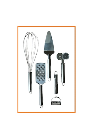 Beşli Mutfak Seti, Çırpıcı, Spatula, Soyacak, Pizza Kesici, Rende