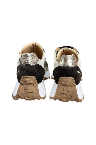 Krem Hakiki Deri Kahve Garnili Comfort Taban Bağcıklı Sneaker Krem