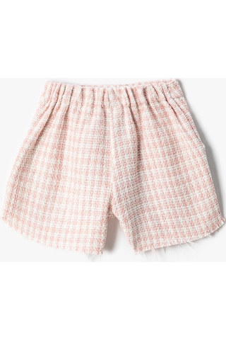 Koton Tüvit Şort Cepli Pamuklu Beli Lastikli Pembe Ekose 3skg40009aw 3SKG40009AW2C7 Pembe