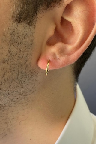 Zümrüt Sarraf 14 Ayar Altın Erkek İnce Halka Küpe