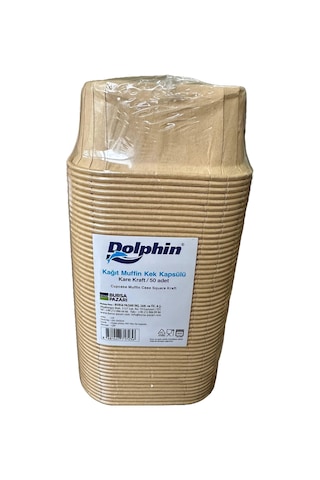 Dolphin Muffin Kare Kağıt Kraft Sarı Kek Kalıbı Kapsülü Kabı - 50 Adetlik 3 Paket Renkli
