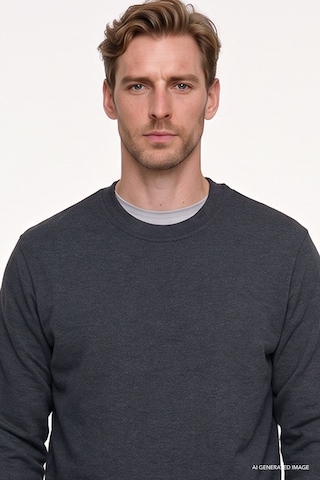 AC&Co / Altınyıldız Classics Erkek Antrasıt Melanj Standart Fit Normal Kesim 2 İplik Recycle Pamuklu Bisiklet Yaka Sweatshirt Antrasit Melanj
