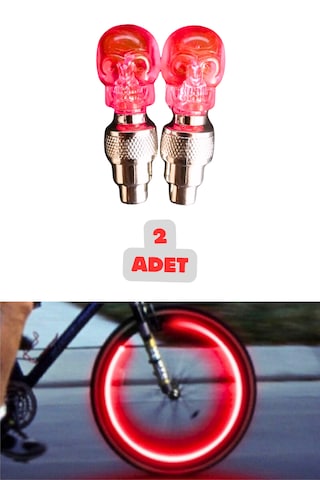 2 Adet Kırmızı Renk Hareket Sensörlü Led Işık Sibop Kafatası