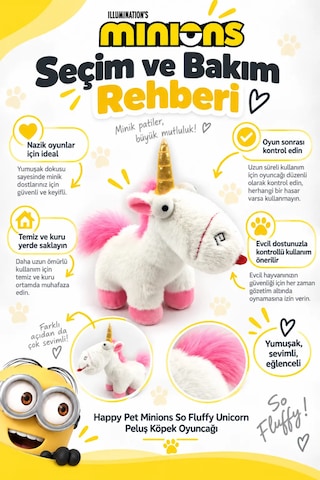 Happy Pet Minions So Fluffy Unicorn Lisanslı Peluş Köpek Oyuncağı