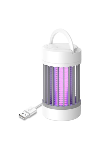 Geeksen Usb Şarjlı Led Moskito Öldürücü Lambası - İç/ Dış Mekan Kullanıma Uygun, 2 Mod, 365nm Uv Işık Ve Fotokatalitik Reaksiyon, 35db Sessiz, Gri