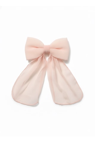 Jz Shop Uzun Kuyruklu Şifon Fiyonk Klipsli Toka Açık Pembe