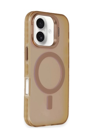 Newface Apple Uyumlu iPhone 16 Plus Kılıf Primera Magsafe Standlı Kapak - Gold Altın
