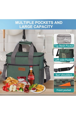 Vkemall 8 Saat Isı/sıcaklık Saklama Isı Yalıtımlı Çanta - Büyük Kapasiteli, Sızdırmaz, Taşınabilir Piknik/outdoor Soğukluk Çantası Çok Renkli