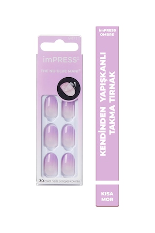 İmpress Color Kendinden Yapışkanlı Takma Tırnak Kısa Ombre Mor