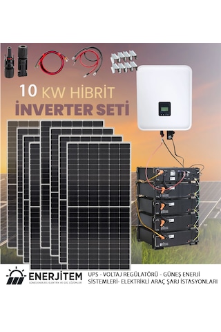 Enerjitem Hibrit Akülü 10kw Güneş Enerjisi Solar Paket,tümmalzeme