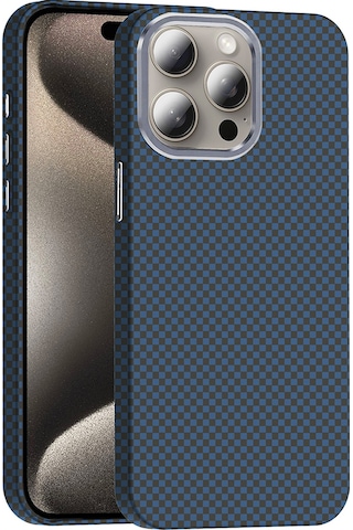 Apple Uyumlu iPhone 15 Pro Max Kılıf M-safe Şarj Özellikli Karbon Fiber Görünümlü Zore Gros Kapak Lacivert